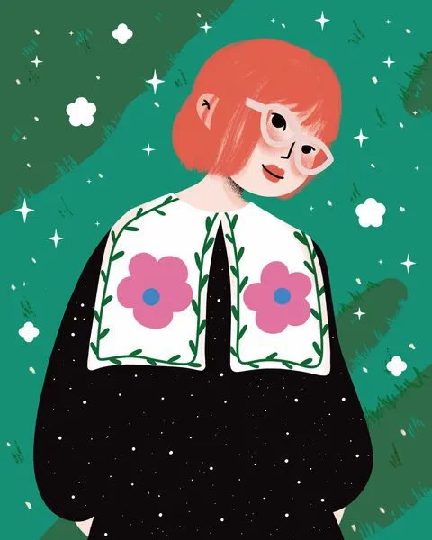 Whimsical Girl Starry Night, wall art by Zove Ahhh