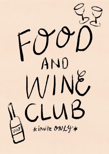 Food Wine Club Invite, wall art by Dirkie Nell