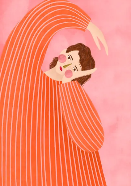 Thoughtful Girl in Stripes, wall art by Bea Müller