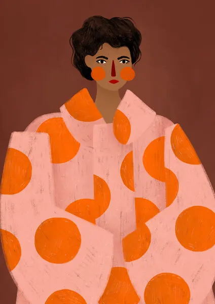 Polka Dot Fashion Portrait, wall art by Bea Müller