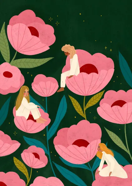 Calm Women in Flowers, wall art by Bea Müller