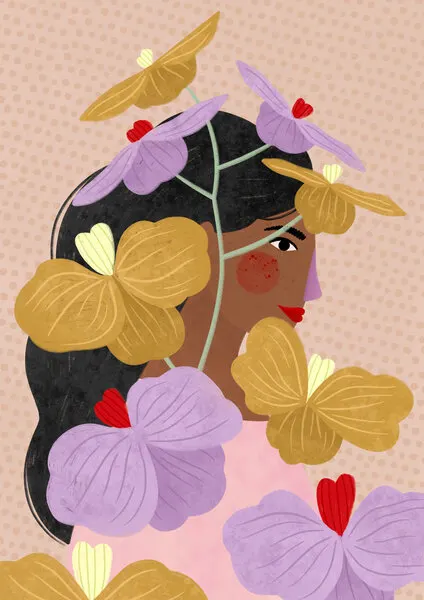 Floral Woman Portrait, wall art by Bea Müller