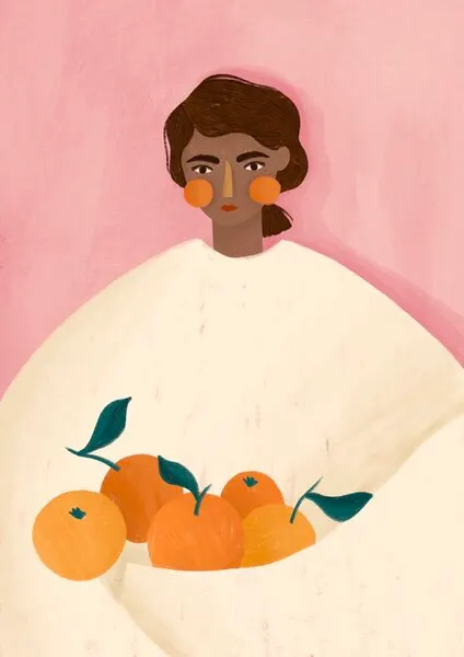 Woman Holding Oranges, wall art by Bea Müller