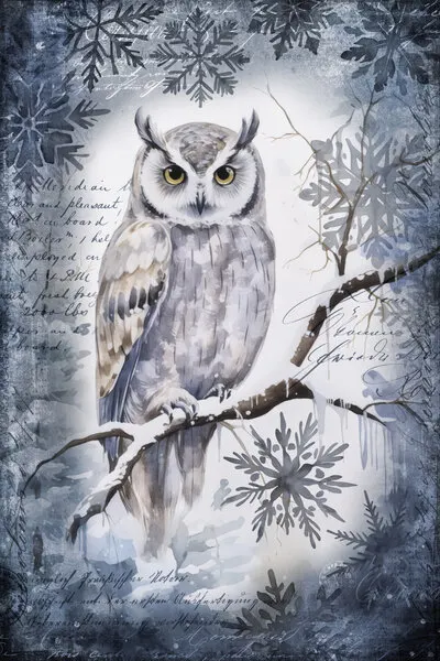 Moonlit Winter Owl, wall art by Andrea Haase