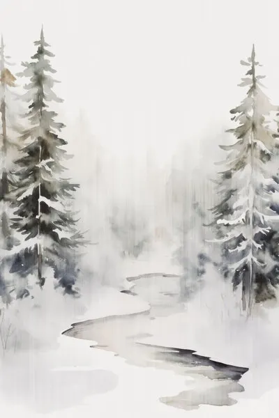 Snowy Forest Stream, wall art by Andrea Haase