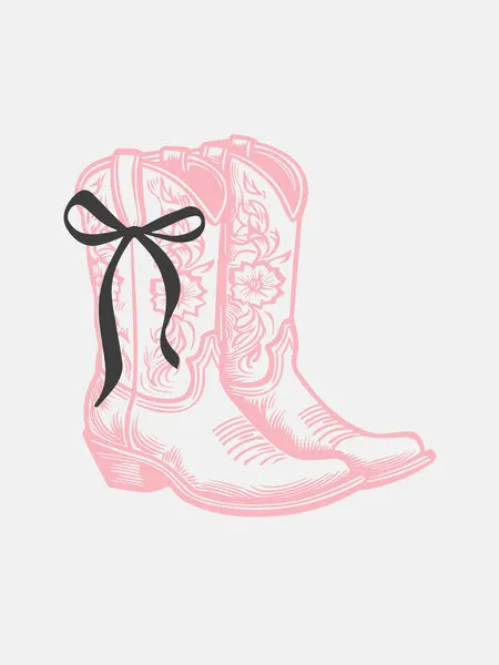 Pink Cowboy Boots Bow, wall art by Jolly and Dash