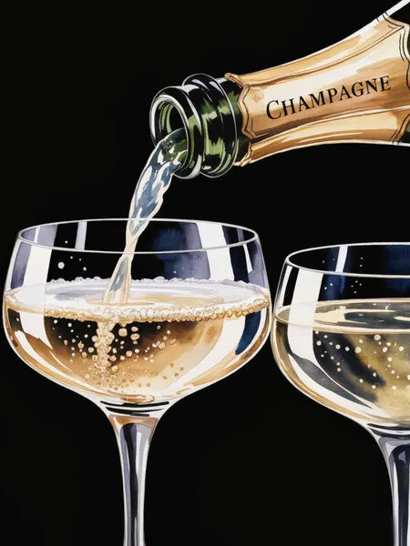 Golden Champagne Pour, wall art by Andreas Magnusson