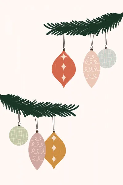 Retro Christmas Ornaments, wall art by Menina Lisboa