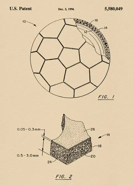 Vintage Soccer Ball Patent, wall art by Andreas Magnusson