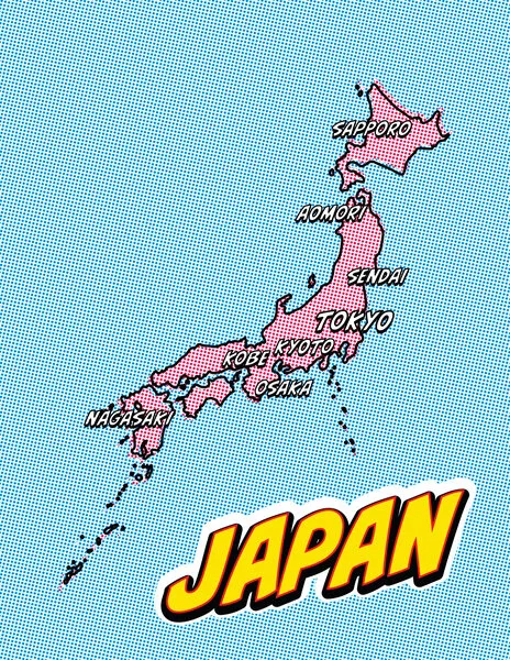 Pop Art Japan Map, wall art by Nicholas
