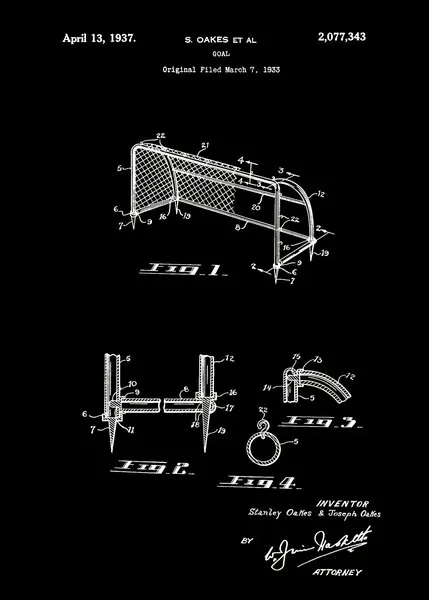 Vintage Soccer Goal Patent, wall art by Andreas Magnusson