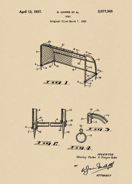 Vintage Soccer Goal Patent, wall art by Andreas Magnusson