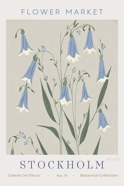 Delicate Bluebell Bloom, wall art by Bella Eve