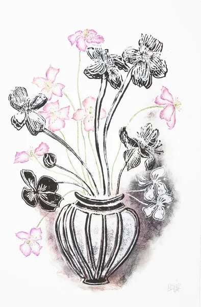 Graphic Pink Blooms, wall art by Mette Rix