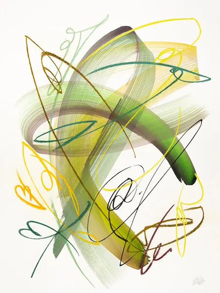 Dynamic Green Swirls, wall art by Mette Rix