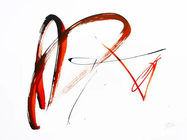 Dynamic Red Black Strokes, wall art by Mette Rix