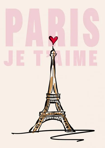 Paris Je T'aime Sketch, wall art by Rio Soléy