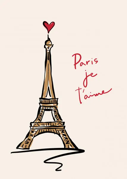 Eiffel Tower Love Sketch, wall art by Rio Soléy