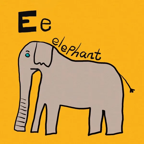 Elephant Alphabet Letter E, wall art by Sharyn Bursic