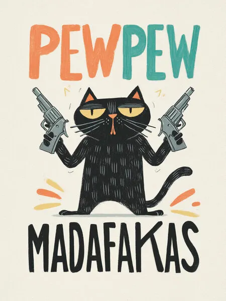 Pew Pew Madafakas Cat, wall art by Andreas Magnusson