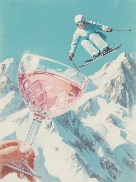 Alpine Skiing Pink Drink, wall art by Andreas Magnusson
