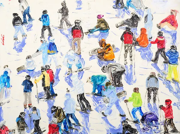 Busy Ski Day, wall art by Jukyong Park