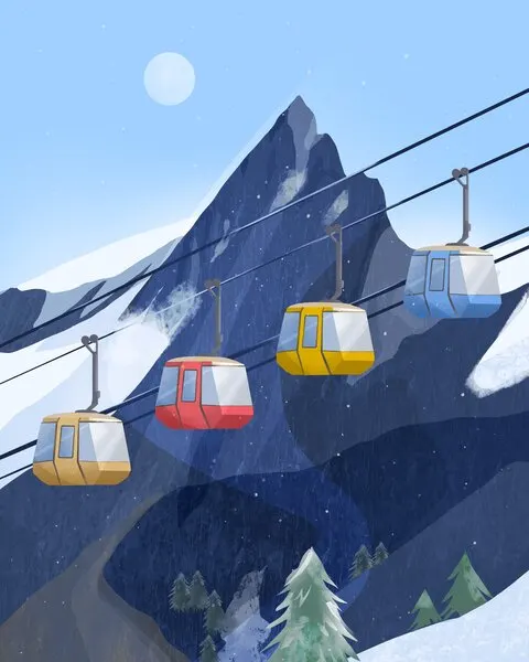SKI LIFT, wall art by Petra Lizde