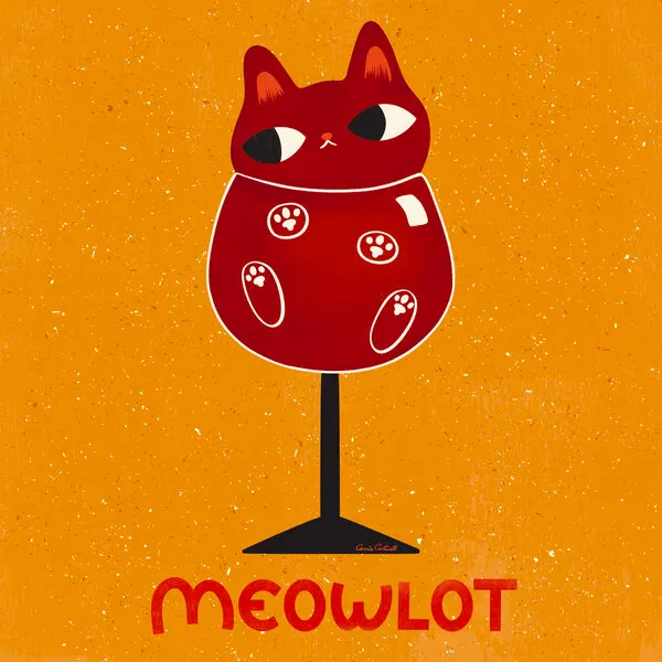 Meowlot, wall art by Carrie Cantwell