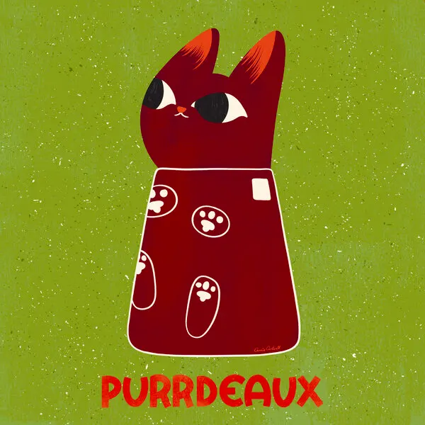Purrdeaux, wall art by Carrie Cantwell