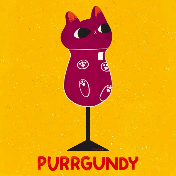 Purrgundy, wall art by Carrie Cantwell