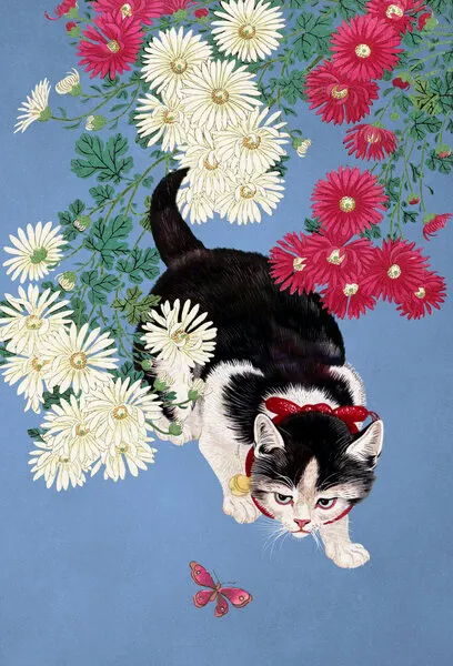 Curious Kitten Butterfly, wall art by Marja van den Hurk