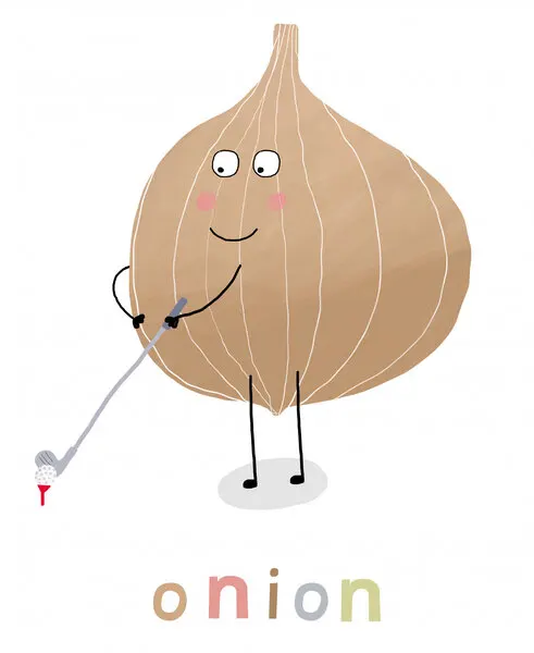 Cute Onion Golfer, wall art by Carla Daly