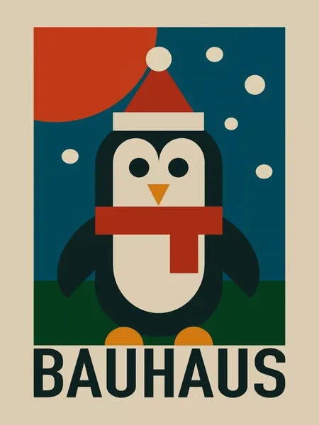 Festive Geometric Penguin, wall art by Little Dean