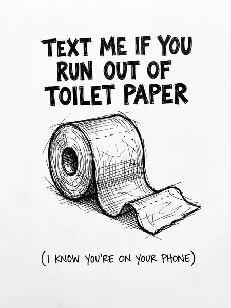 Text Me Toilet Paper, wall art by Andreas Magnusson