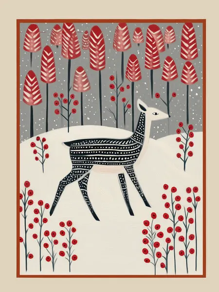 Whimsical Winter Deer, wall art by City Art