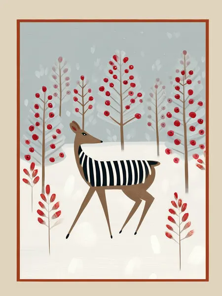 Snowy Forest Deer, wall art by City Art