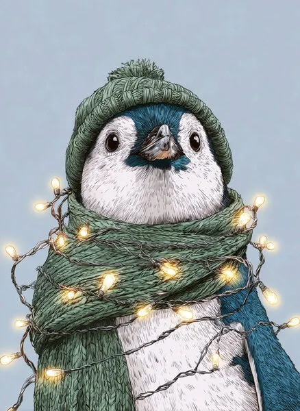 Cute Christmas Penguin, wall art by Justyna Jaszke