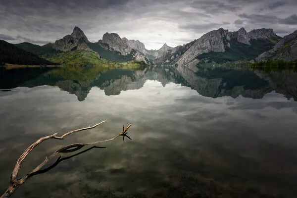 Tranquil Mountain Lake Reflections, wall art by Oskar Baglietto