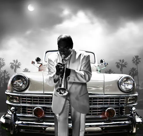 Jazz Trumpeter Vintage Car, wall art by LARRY BUTTERWORTH