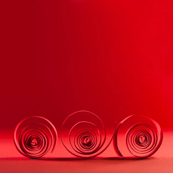 Crimson Paper Coils, wall art by Ileana Bosogea-Tudor