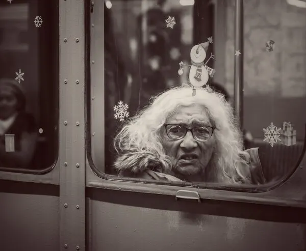 Elderly Woman Window Gaze, wall art by Tong Zhang