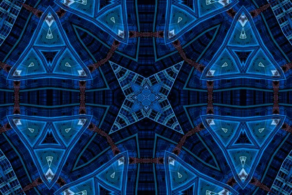 Deep Blue Kaleidoscope Pattern, wall art by Miro Susta