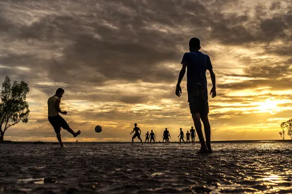 Sunset Soccer Game, wall art by Anisur Rahman