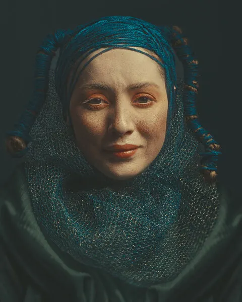 Elegant Blue Headwrap Portrait, wall art by Shizuo Shiki