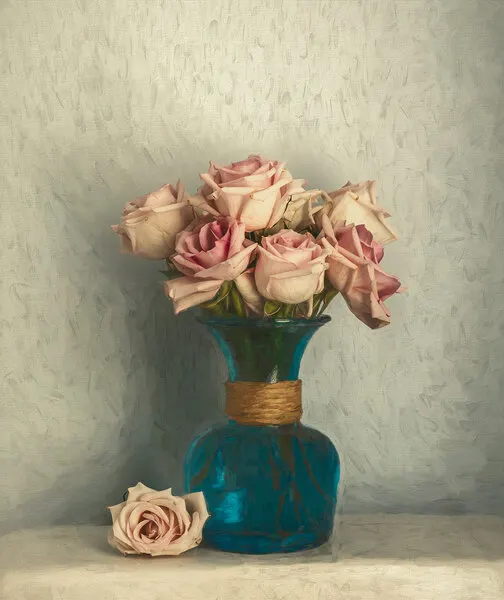 Soft Pink Roses Still Life, wall art by May G