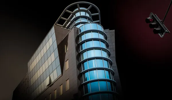 Modern Architecture Red Light, wall art by Jörg  Vollrath