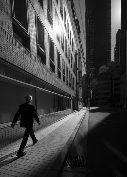Man Walking City Shadows, wall art by Yasuhiro Takachi
