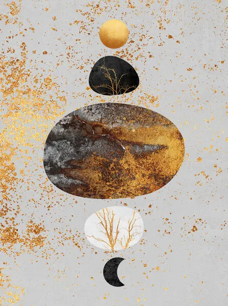 Golden Celestial Balance, wall art by Elisabeth Fredriksson