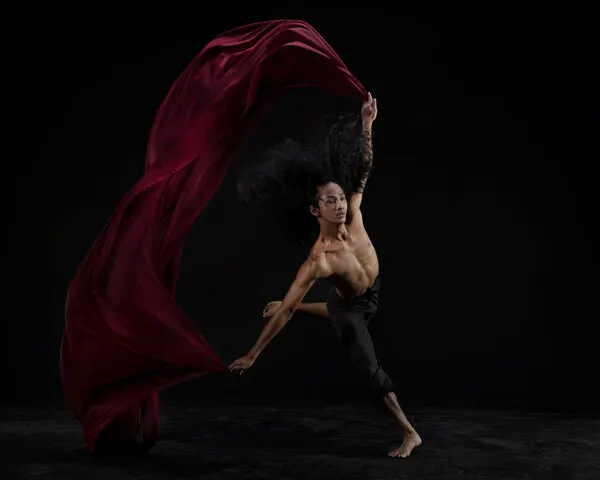 Male Dancer with Red Fabric, wall art by Sita Gramich