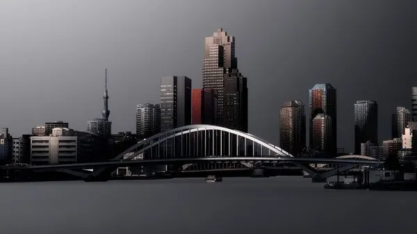 Twilight City Bridge, wall art by Amatou T